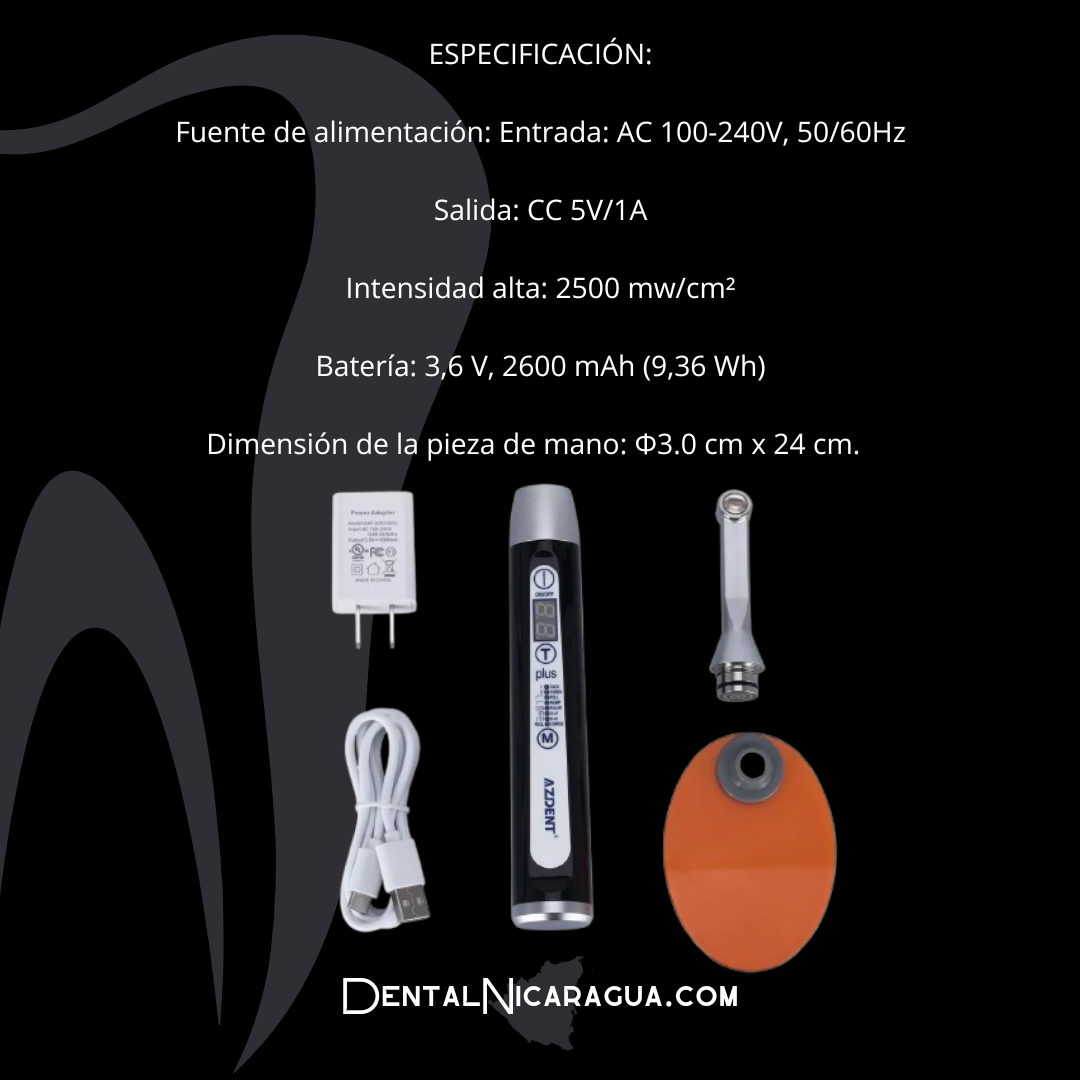 Lámpara de Fotocurado 1 segundo AZDENT PLUS Wireless 2500 mw/cm²