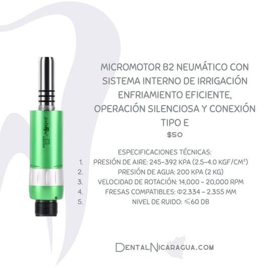 Micromotor Dental de Baja Velocidad con Irrigación Interna | Conexión Tipo E | B2 /M4 Vías