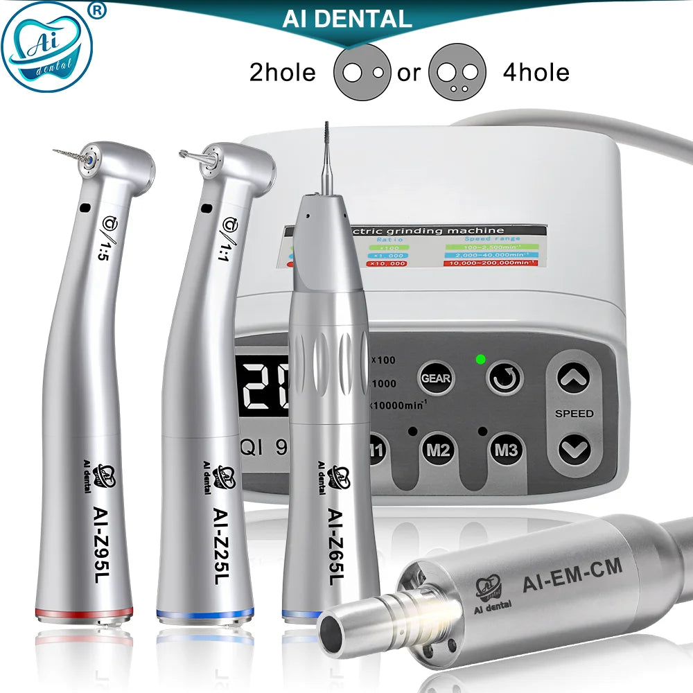 Conjunto de Micromotor eléctrico Dental portátil LED AI-EM-CM para silla, pieza de mano de contraángulo de baja velocidad de 2/4 orificios Z95L/Z65L/Z45L/Z25L/Z15L