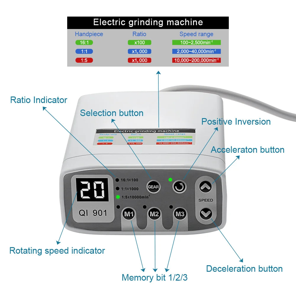 Conjunto de Micromotor eléctrico Dental portátil LED AI-EM-CM para silla, pieza de mano de contraángulo de baja velocidad de 2/4 orificios Z95L/Z65L/Z45L/Z25L/Z15L